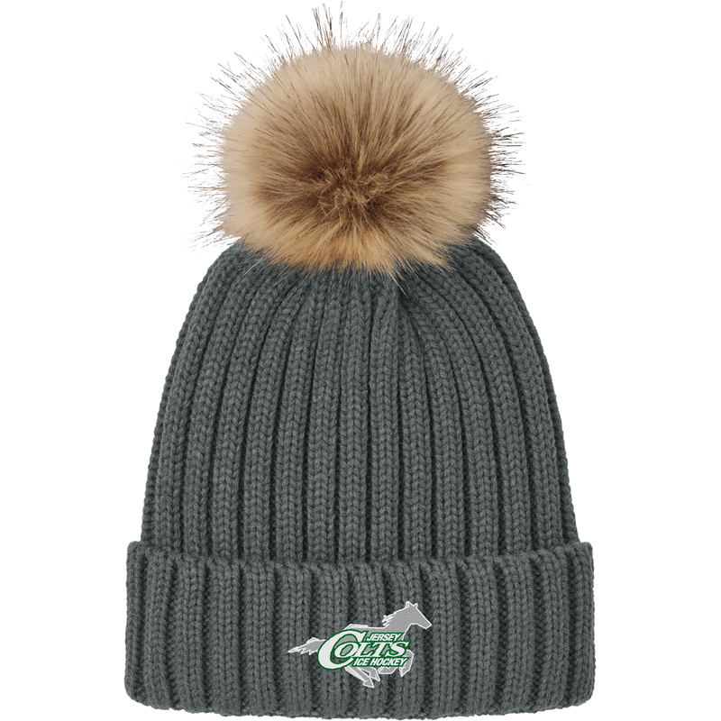 NJ Colts Faux Fur Pom Beanie