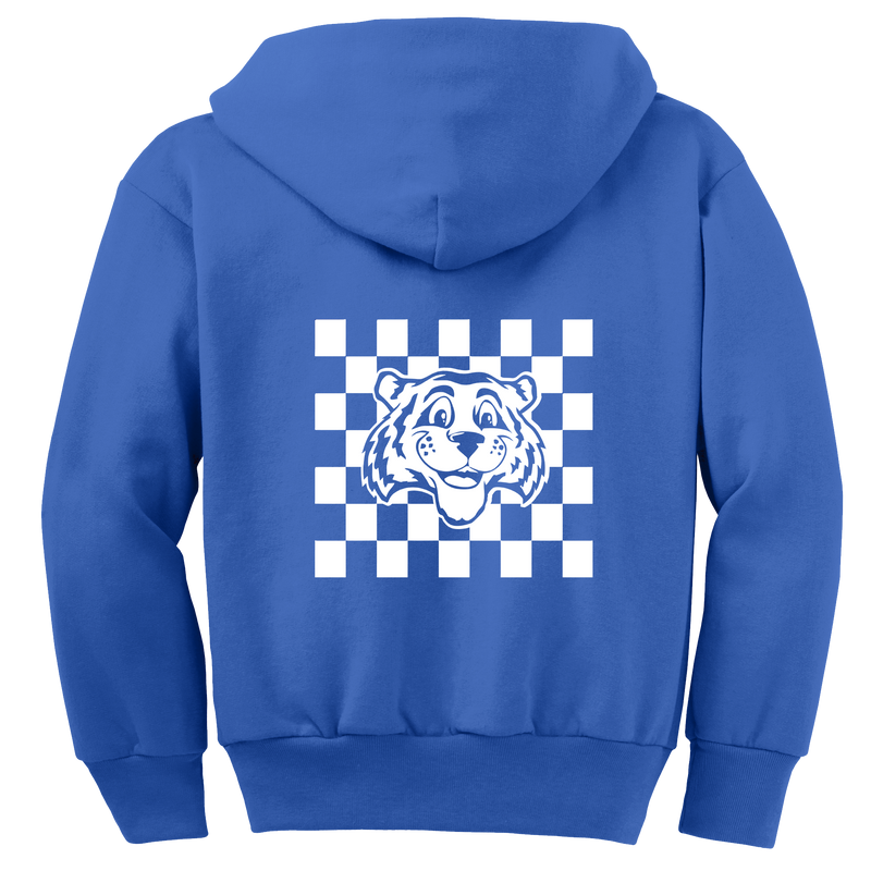 Coles Elementary Youth "Checkered Tiger" Full-Zip Hooded Sweatshirt